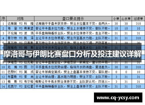 摩洛哥与伊朗比赛盘口分析及投注建议详解